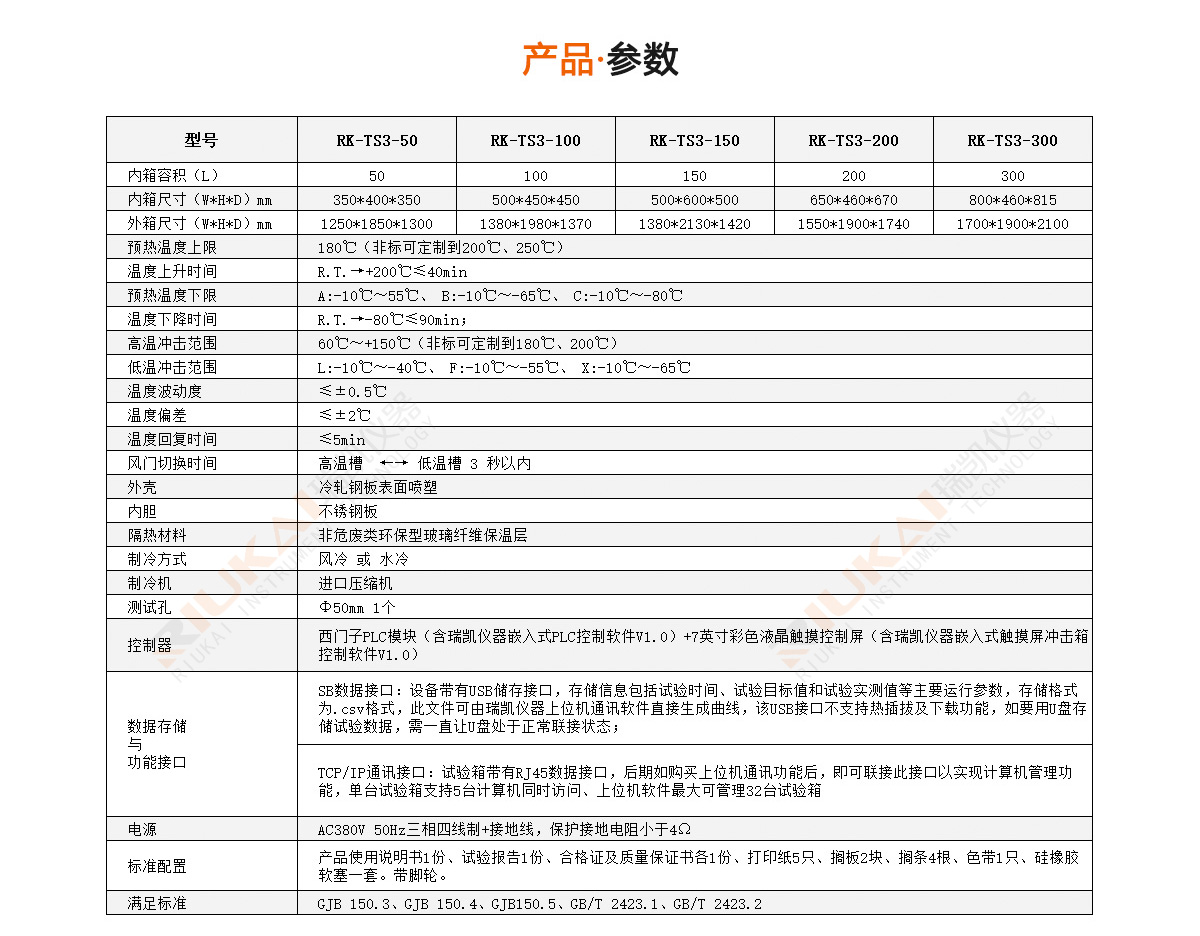 三槽式冷熱沖擊試驗(yàn)箱產(chǎn)品參數(shù)